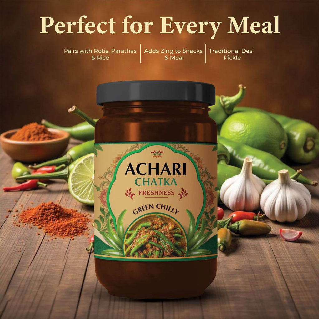 Achari Chatka – Premium Green Chilli Pickle 500gm